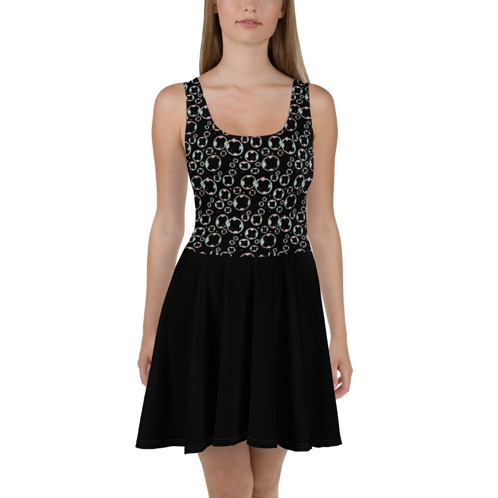 Black Bubbles Top Skater Dress