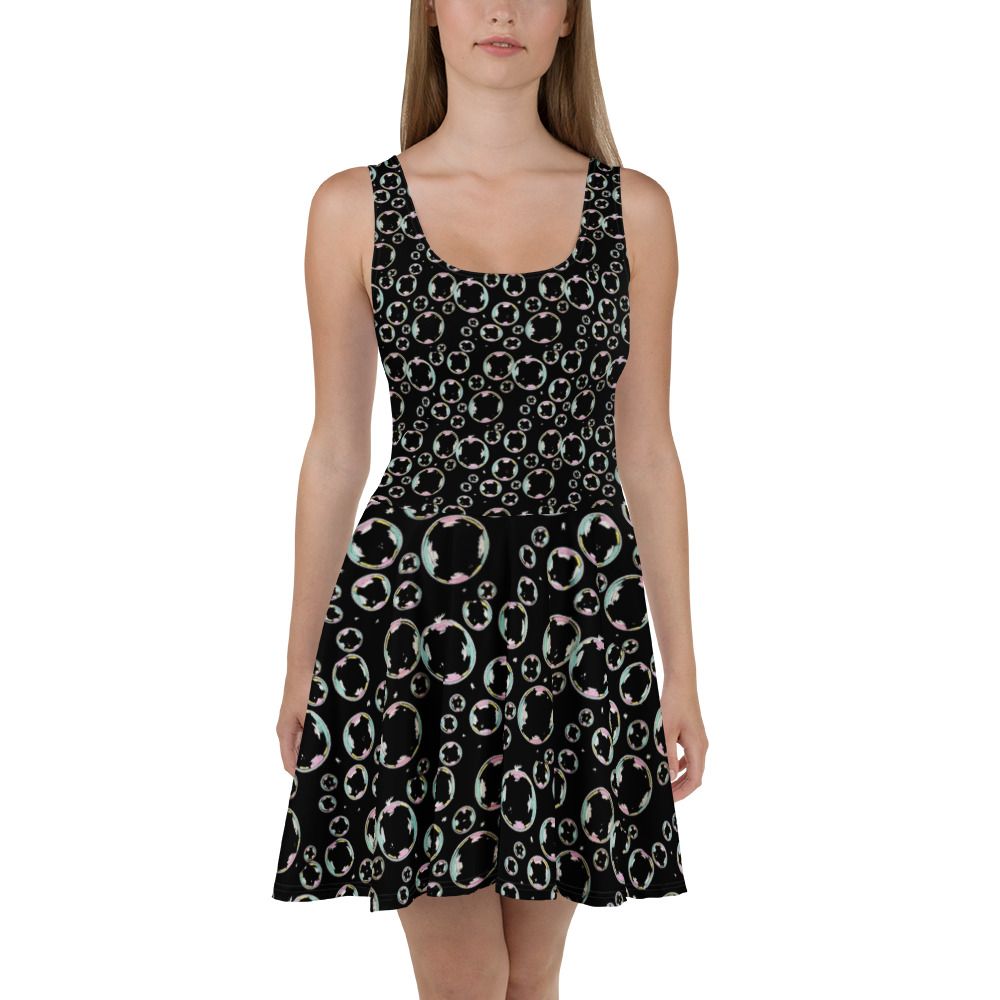 Black Bubbles Skater Dress