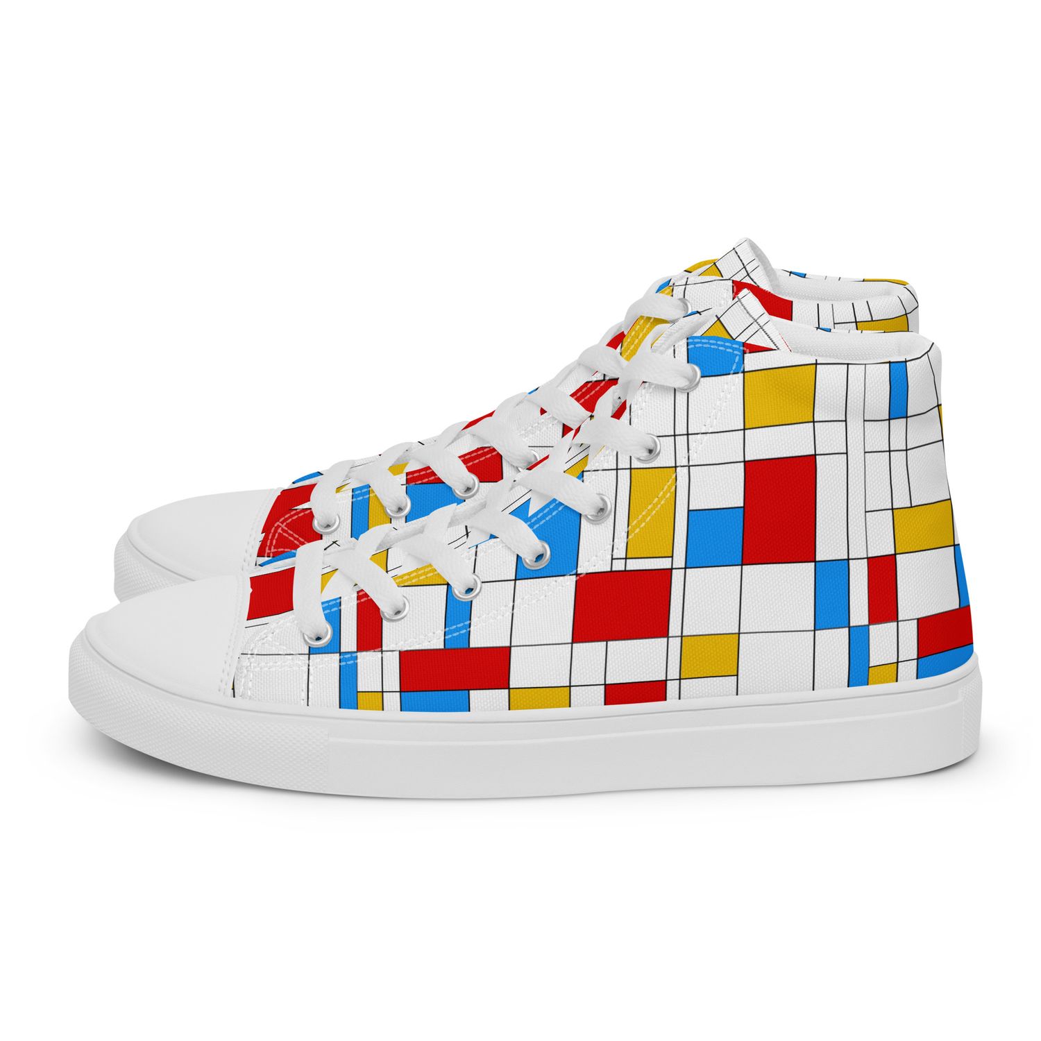 Mondrian-Inspired BOLD Women&#39;s High Top Canvas Shoes