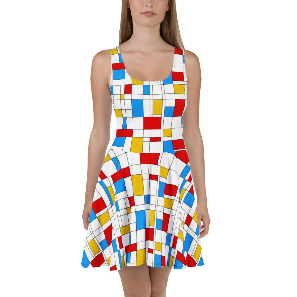 Mondrian-Inspired BOLD Skater Dress