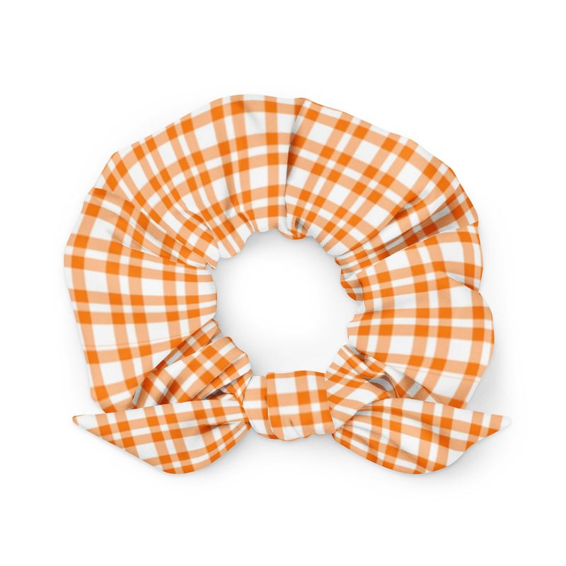 Orange and White Gingham Scrunchie