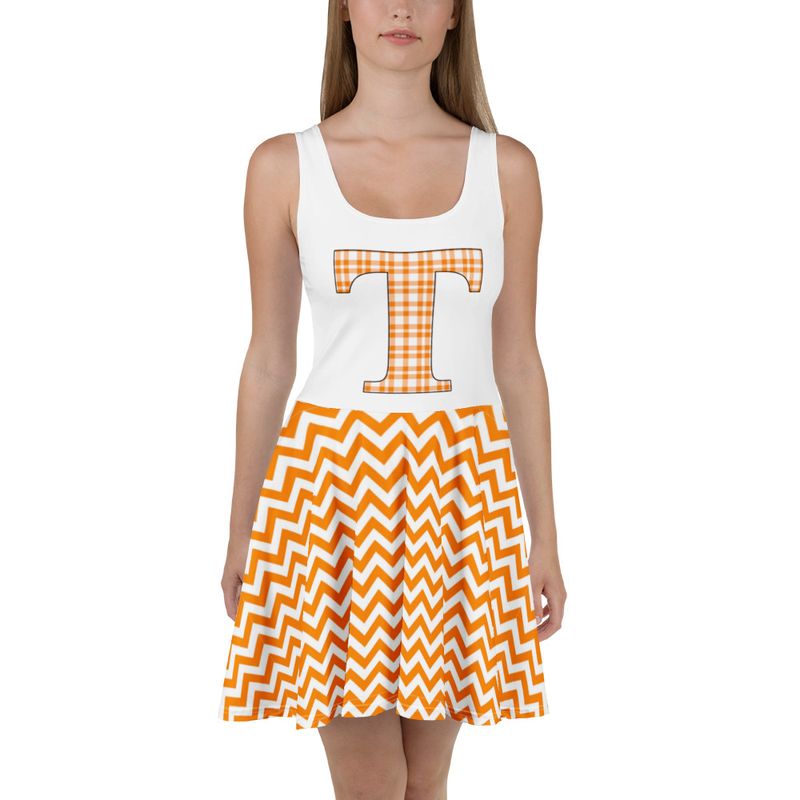 Orange and White Chevron Skater Dress