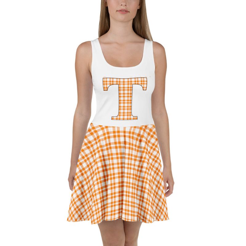 Orange and White Gingham Skater Dress