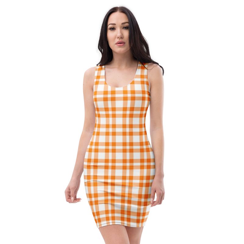 Orange and White Gingham Dress