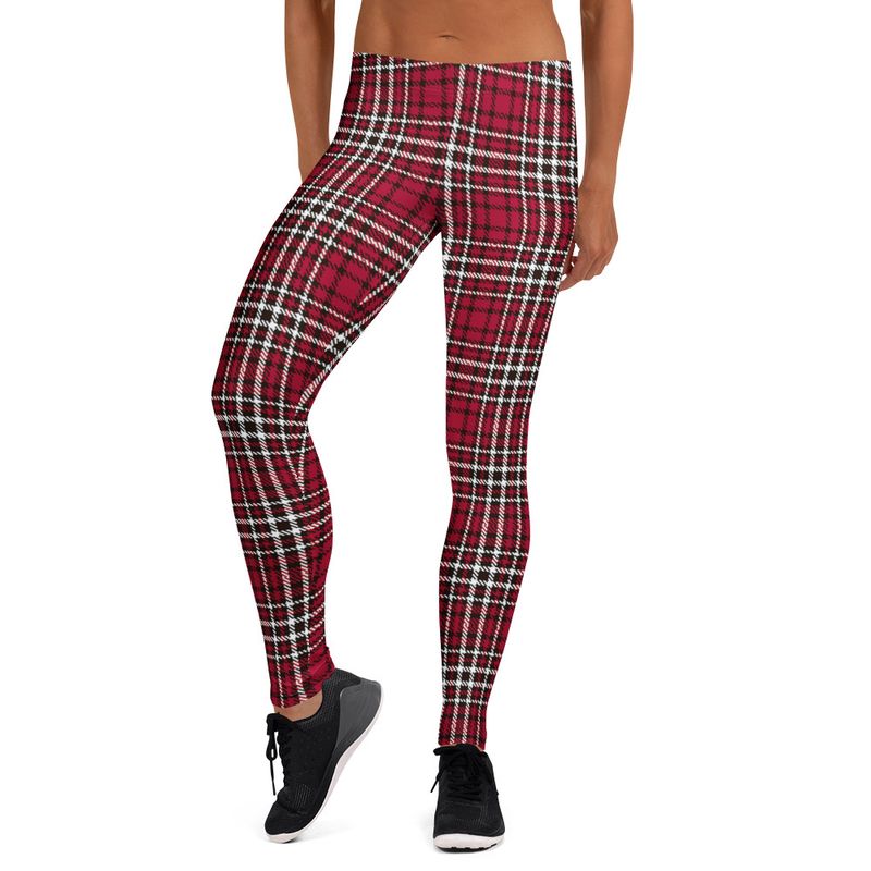 Red and Black Plaid Dark Leggings