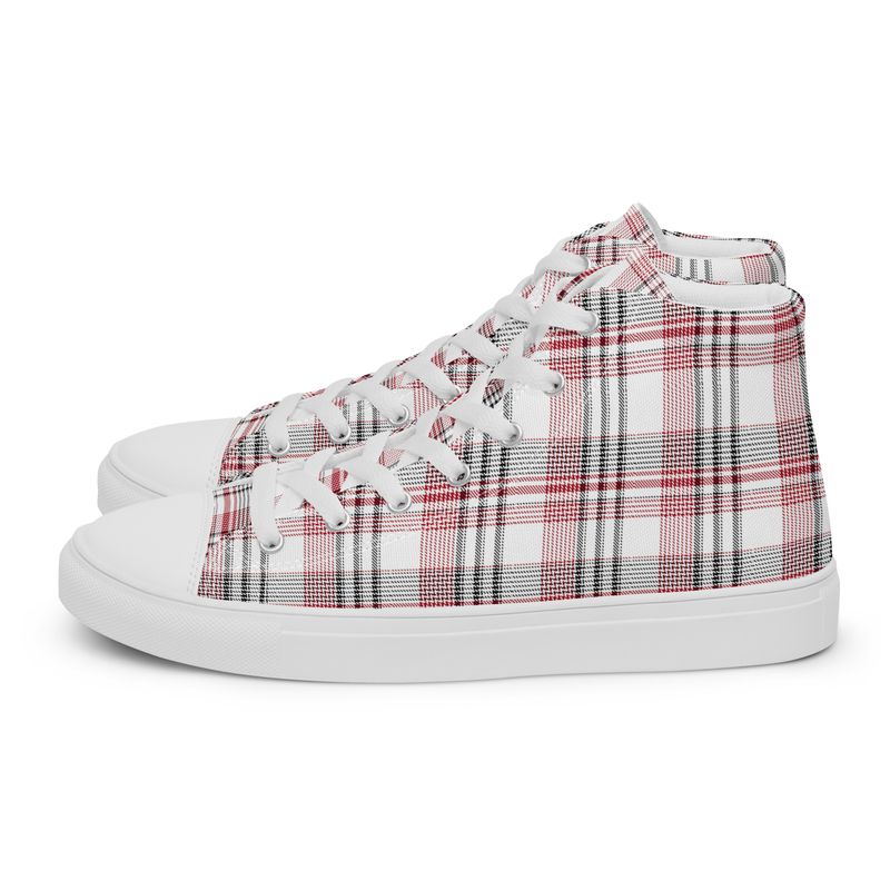 Red and Black Plaid Light Women&#39;s High Top Canvas Shoes