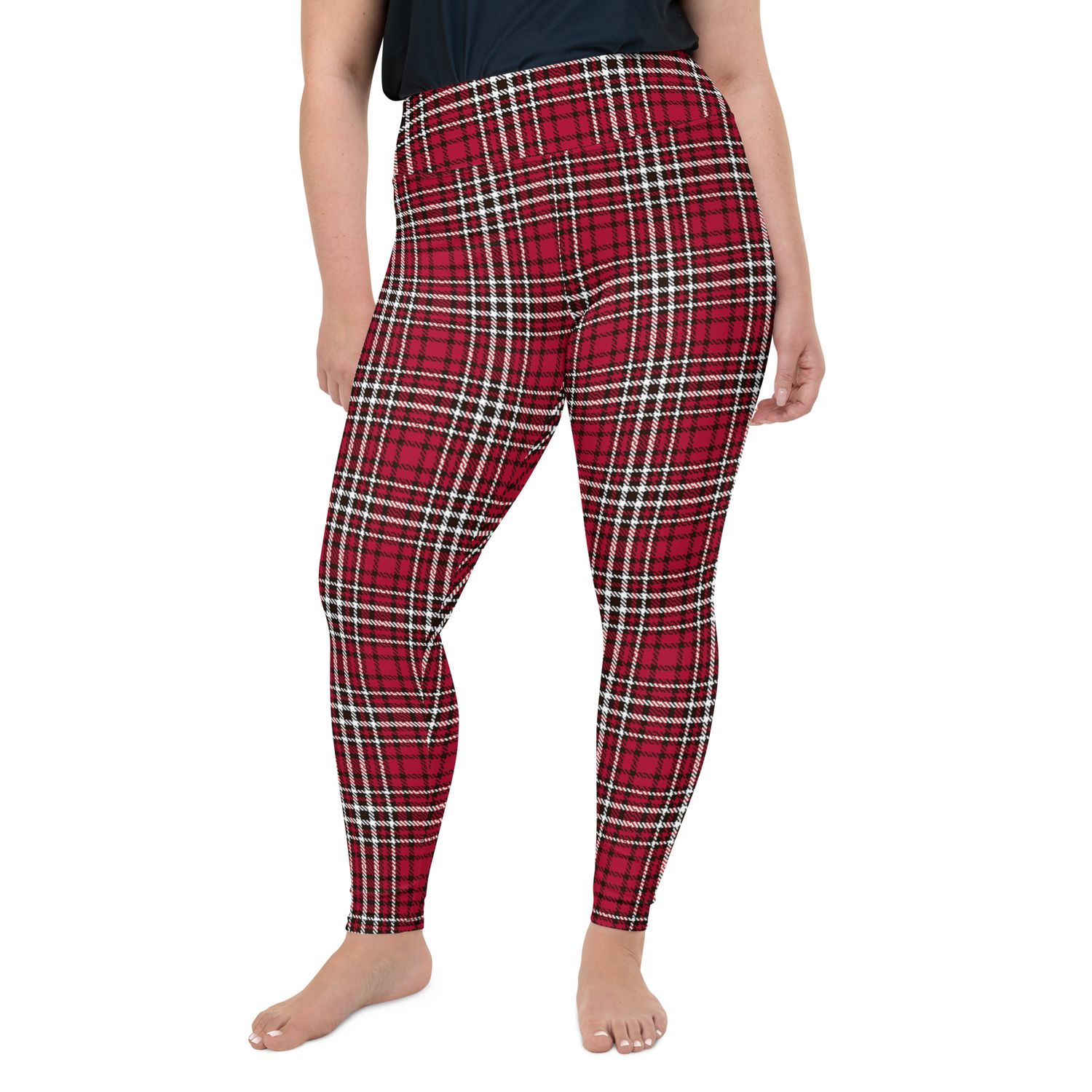 Red and Black Plaid Dark Plus Size Leggings