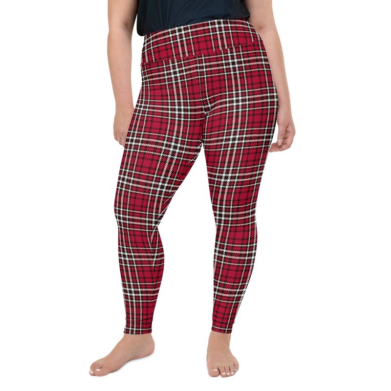 Red and Black Plaid Dark Plus Size Leggings