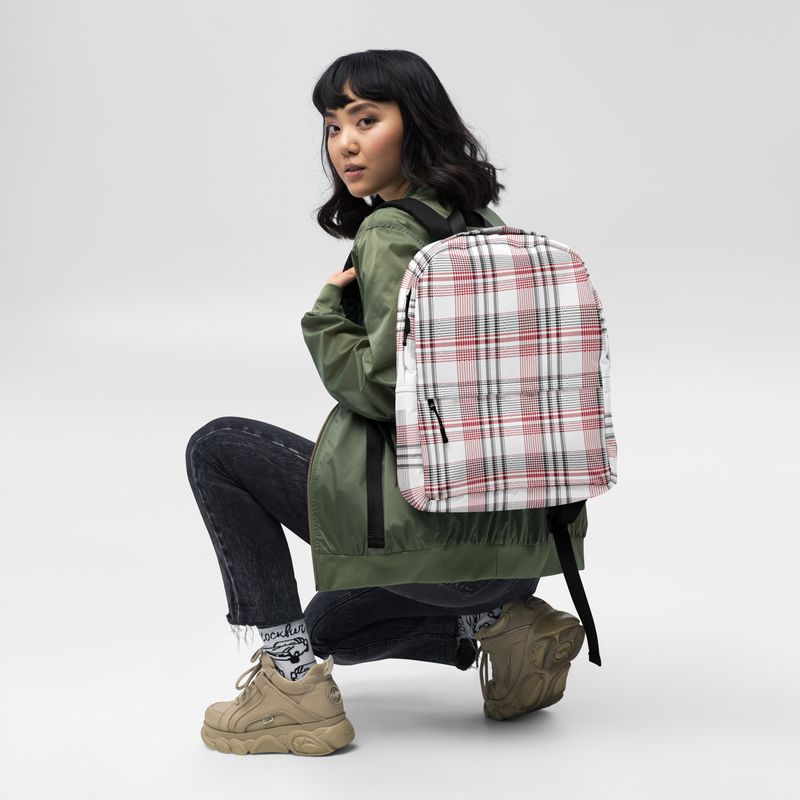 Red and Black Plaid Light Backpack