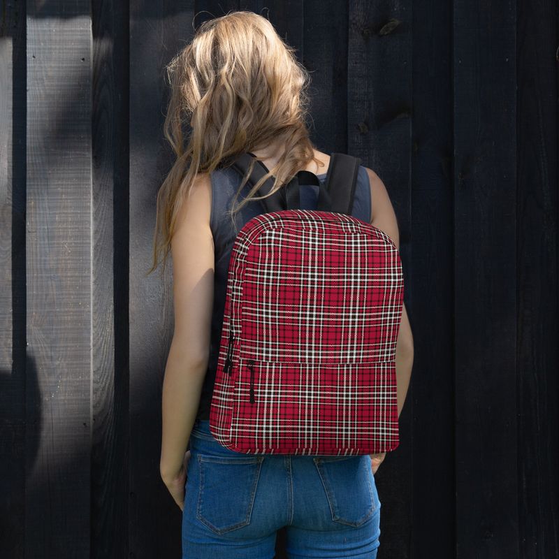 Red and Black Plaid Dark Backpack
