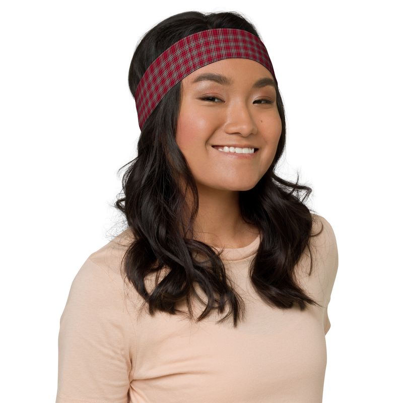 Garnet and Black Dark Plaid Headband
