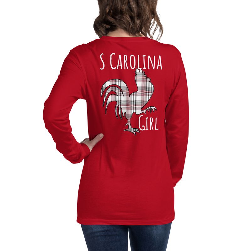 SC Girl Plaid Rooster Long Sleeve Tee
