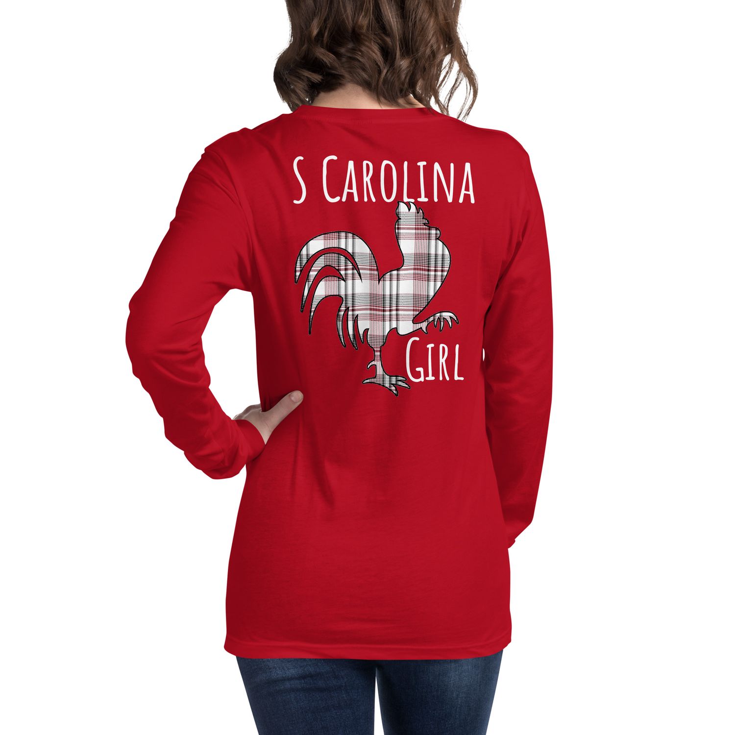 SC Girl Plaid Rooster Long Sleeve Tee