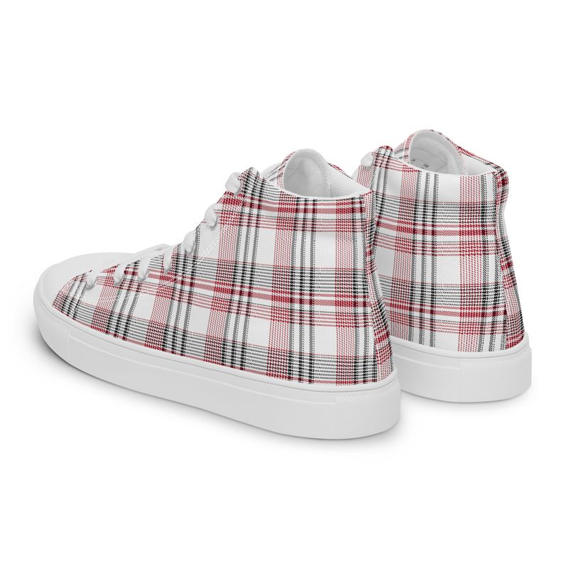 Garnet and Black Light Plaid Women&#39;s High Top Canvas Shoes