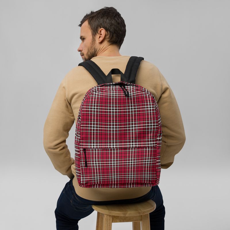 Garnet and Black Dark Plaid Backpack