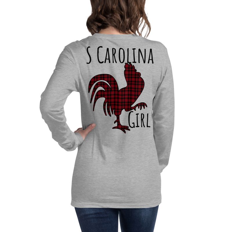 SC Girl Rooster Dark Plaid Long Sleeve Tee