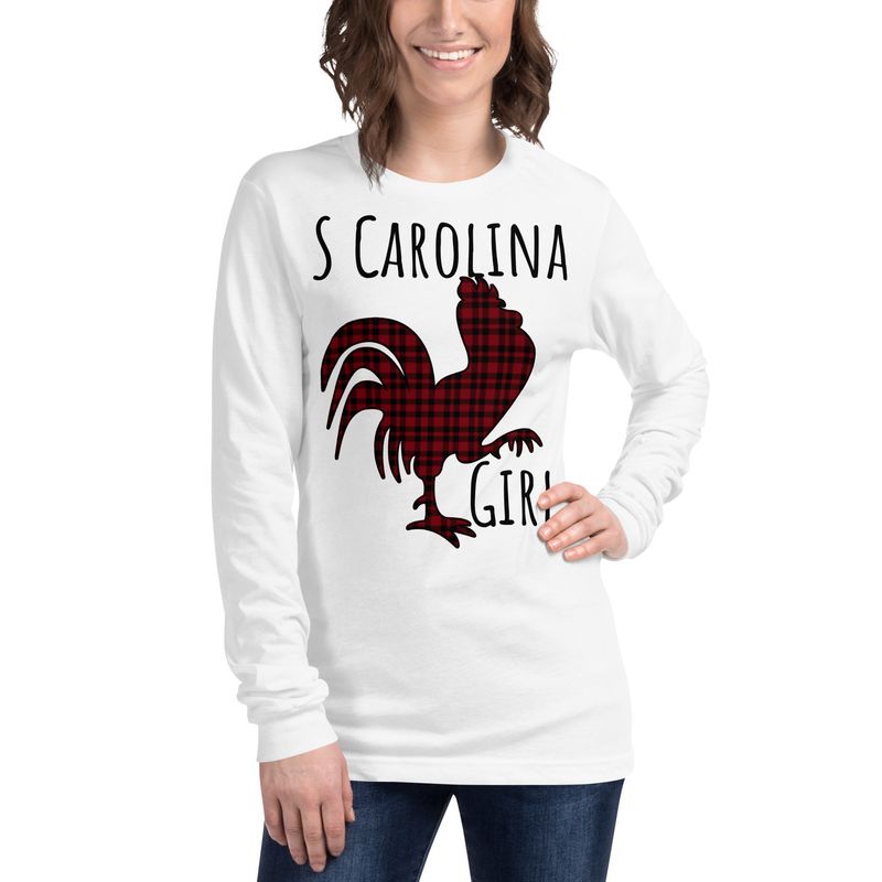 SC Girl Rooster Dark Plaid (Front Only) Long Sleeve Tee