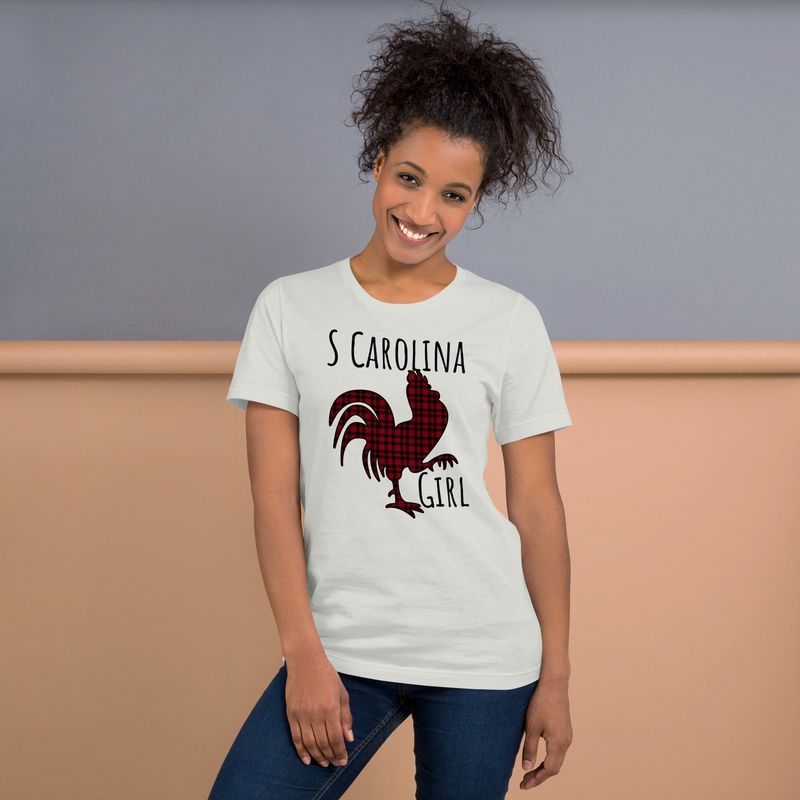 SC Girl Rooster Dark Plaid (Front Only) t-shirt