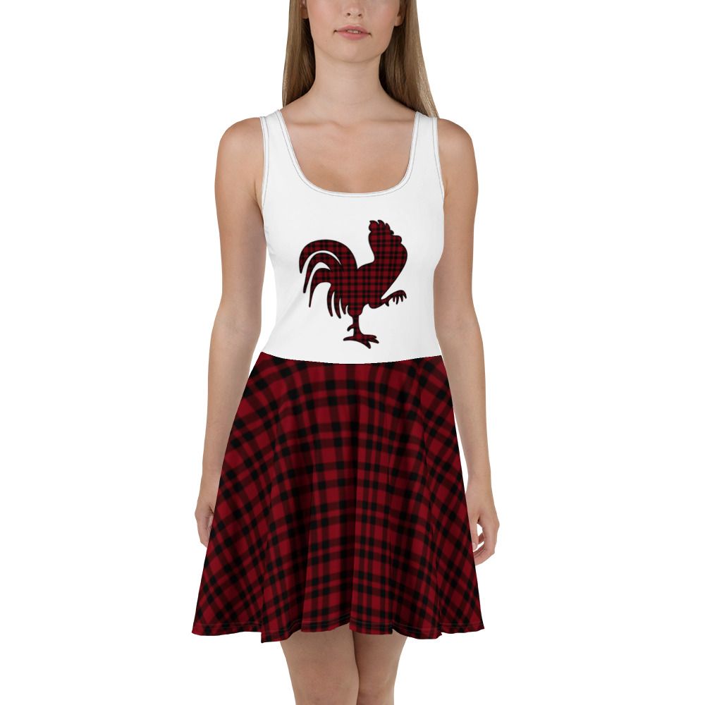 Garnet and Black Dark Plaid Skater Dress
