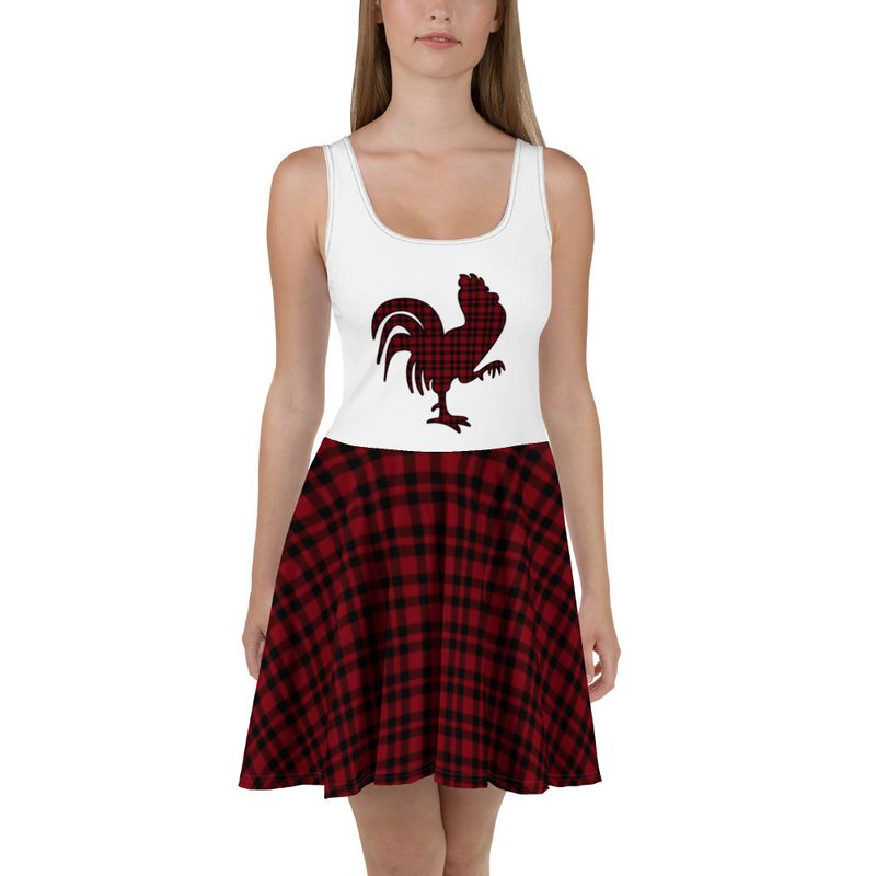 Garnet and Black Dark Plaid Skater Dress