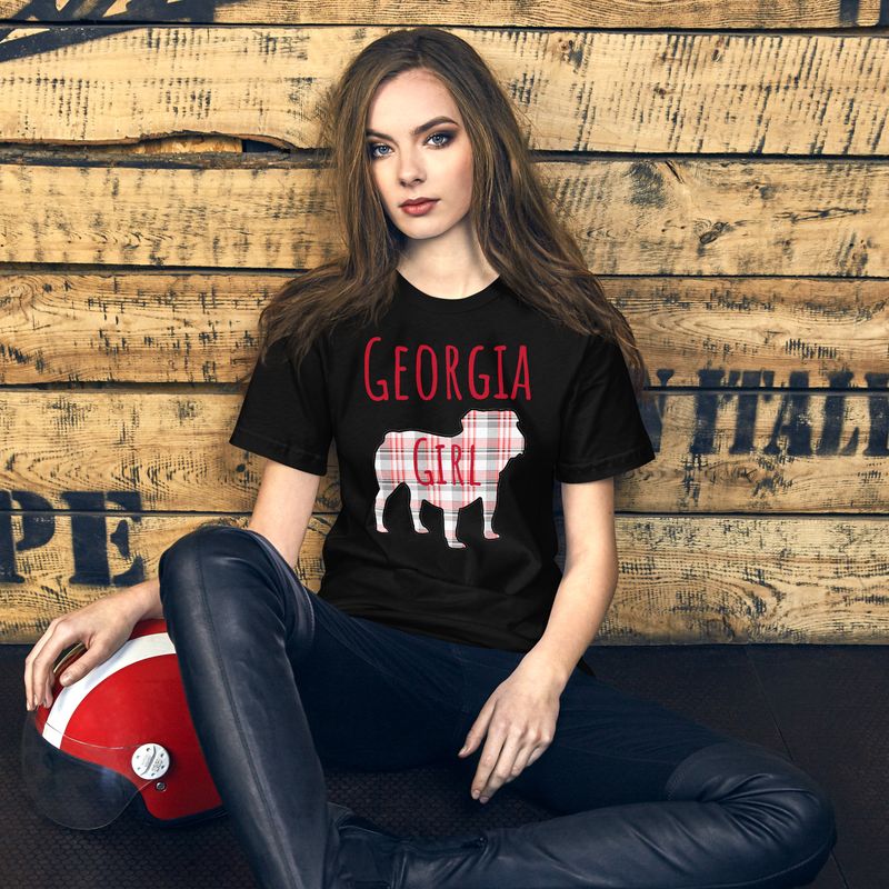 GA Girl Bulldog Red Text (Front Only) t-shirt