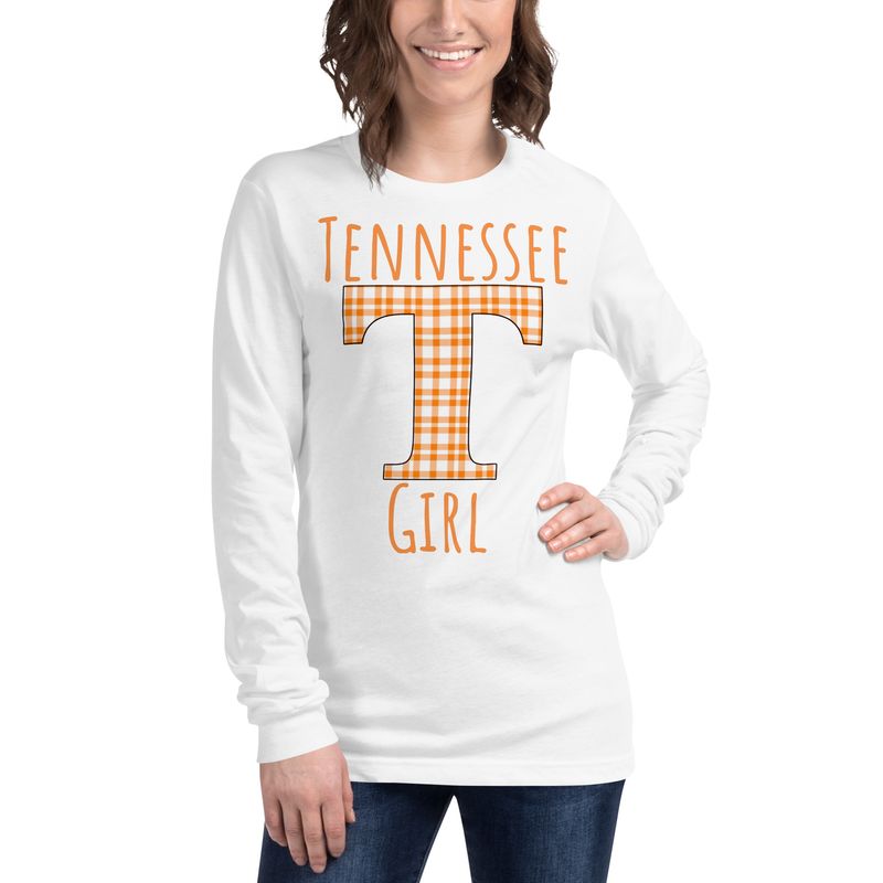 TN Girl Big T Orange Text (Front Only) Long Sleeve Tee