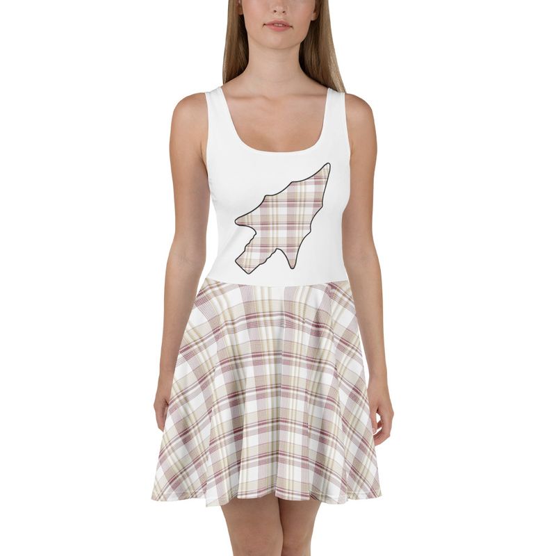 Garnet and Gold Light Plaid Skater Dress