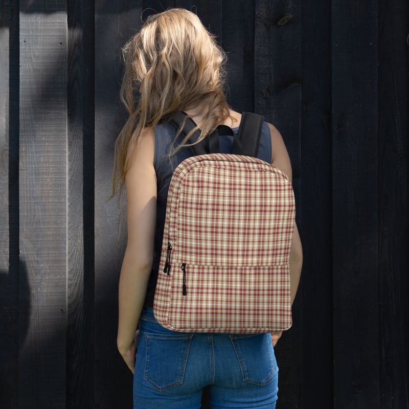 Garnet and Gold Dark Plaid Backpack