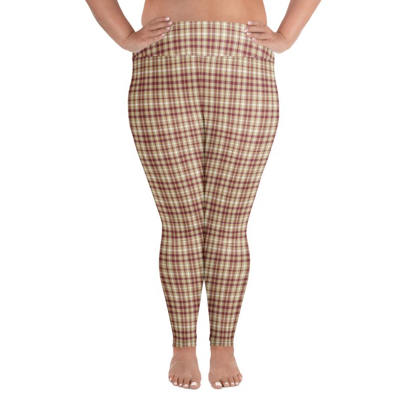 Garnet and Gold Dark Plaid Plus Size Leggings