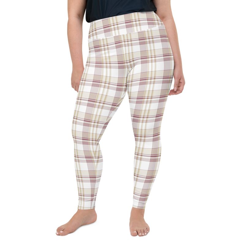 Garnet and Gold Light Plaid Plus Size Leggings
