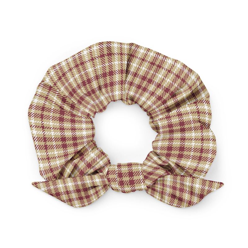 Garnet and Gold Dark Plaid Scrunchie