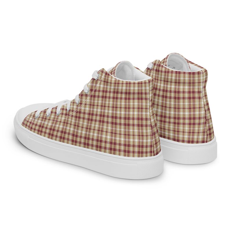Garnet and Gold Dark Plaid Women&#39;s High Top Canvas Shoes