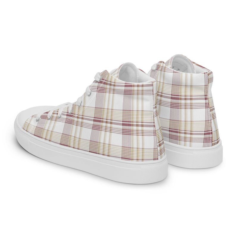 Garnet and Gold Light Plaid Women&#39;s High Top Canvas Shoes 