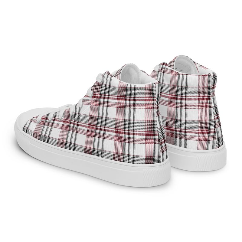 Garnet and Black Plaid Light Women&#39;s High Top Canvas Shoes