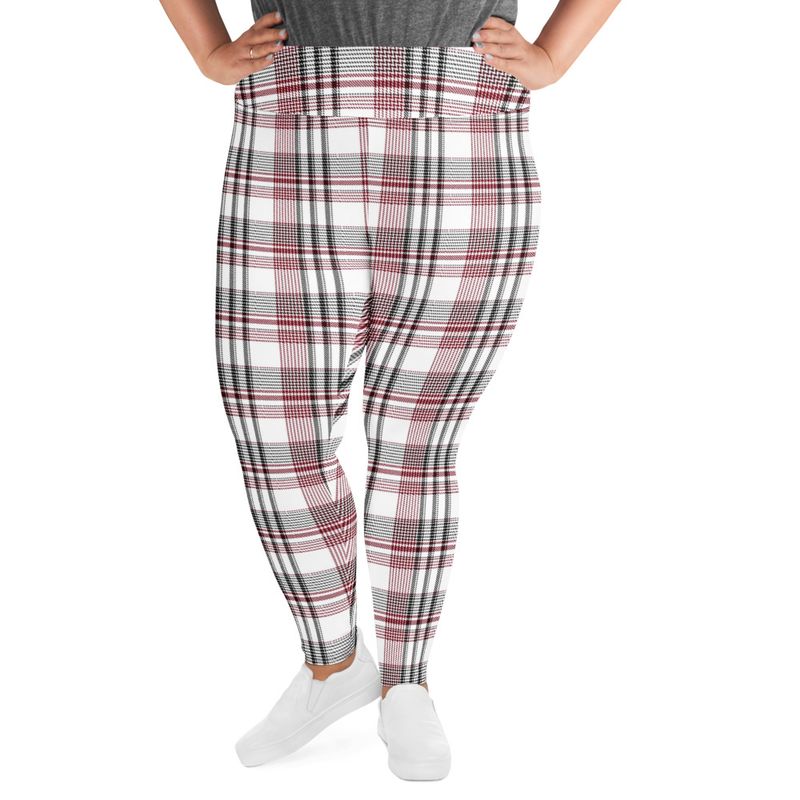 Garnet and Black Plaid Light Plus Size Leggings