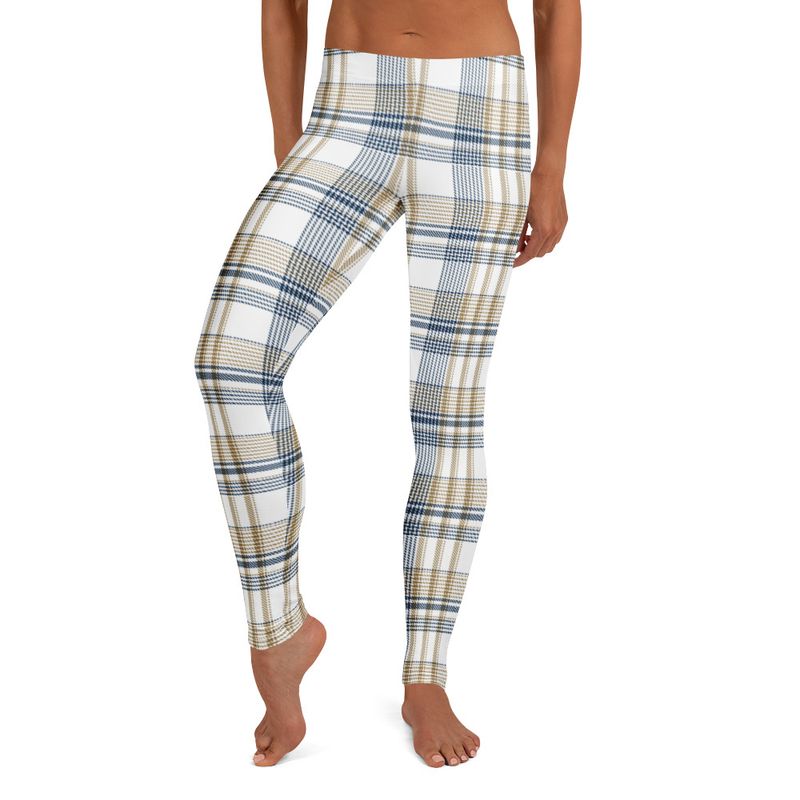 Gold and Navy Plaid Light Leggings