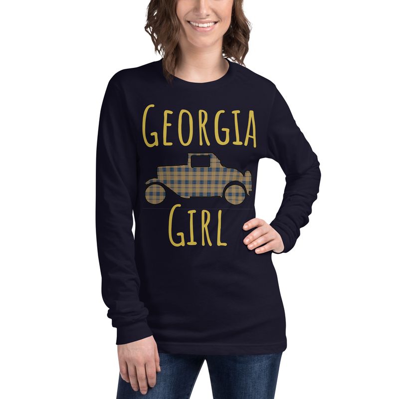 GA Girl (Car) Gold Text Front Only Long Sleeve Tee