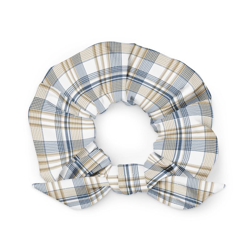 Navy and Gold Plaid Light Scrunchie