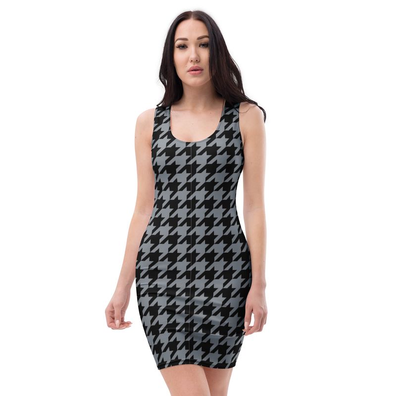 Black and Gray Houndstooth Dress