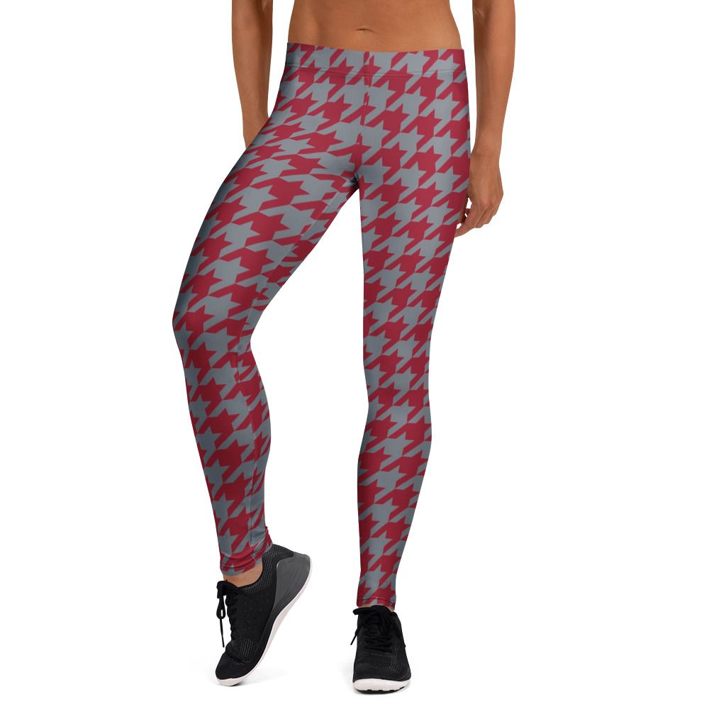 Crimson and Gray Houndstooth Leggings