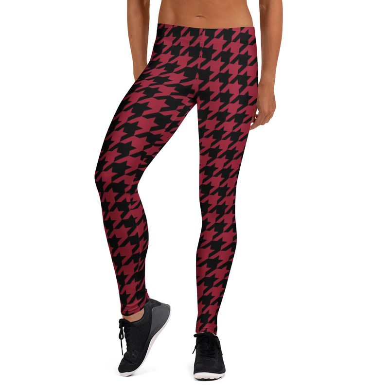 Crimson and Black Houndstooth Leggings