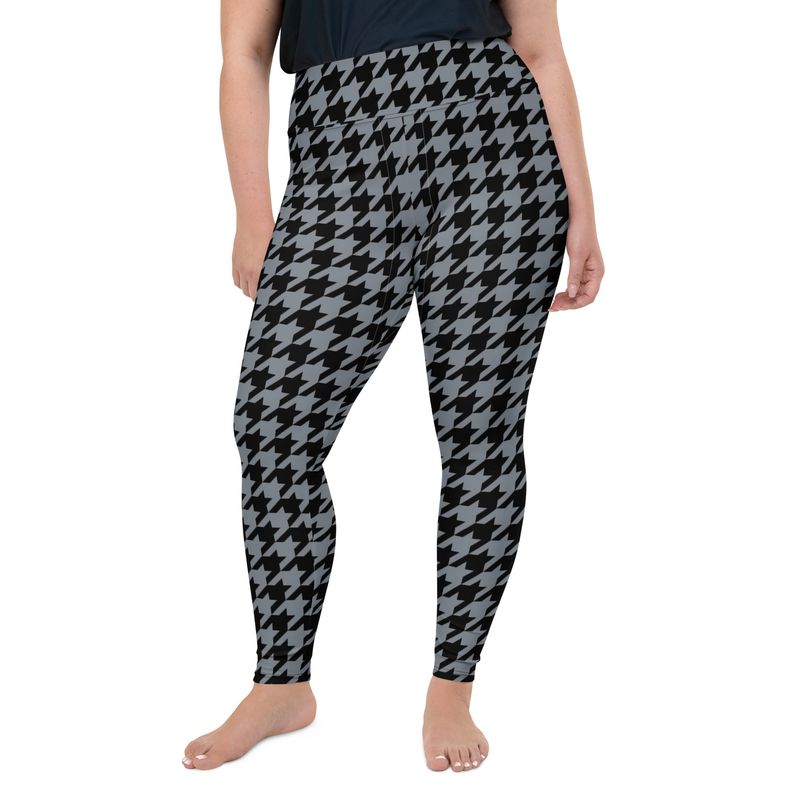 Black and Gray Houndstooth Plus Size Leggings