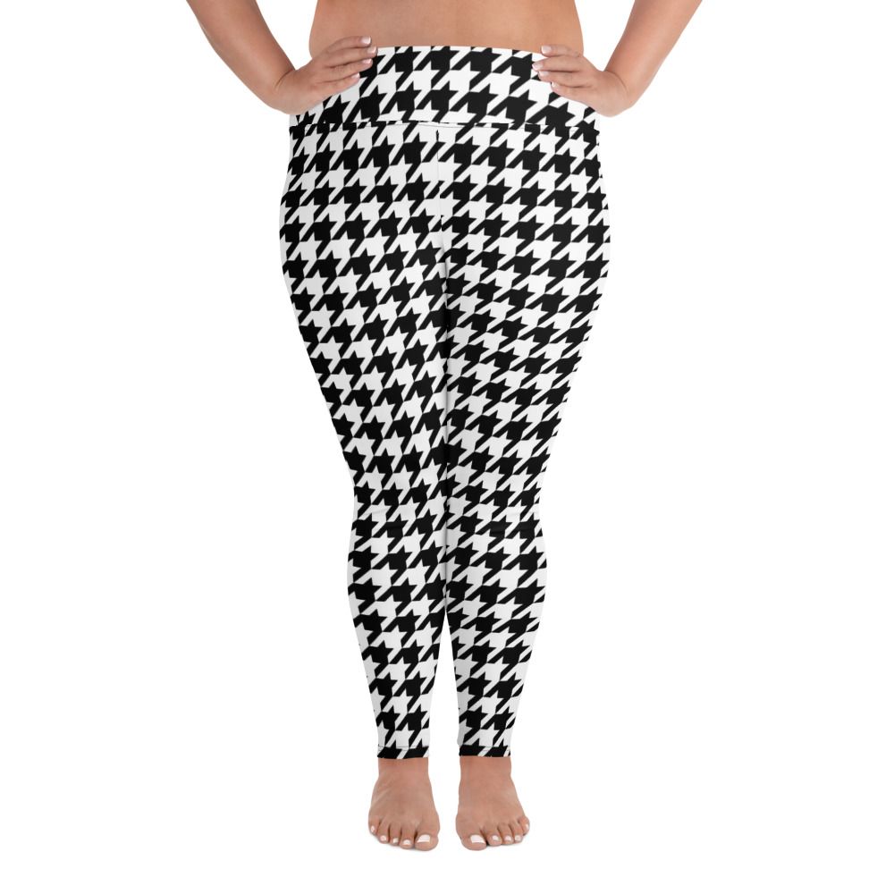 Black and White Houndstooth Plus Size Leggings