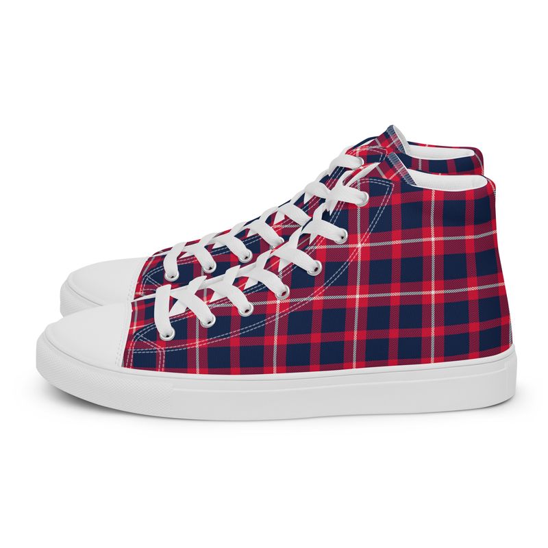 Red and Blue Women&#39;s High Top Canvas Shoes