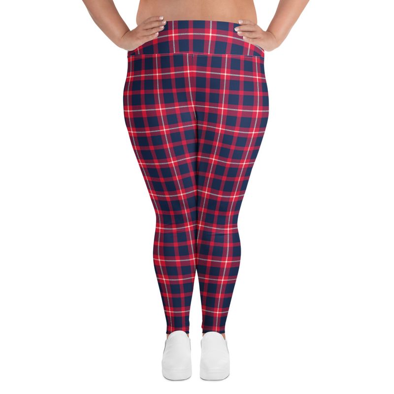 Red and Blue Plaid Plus Size Leggings