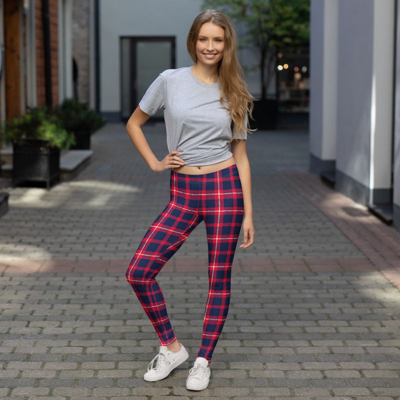 Red and Blue Plaid Leggings