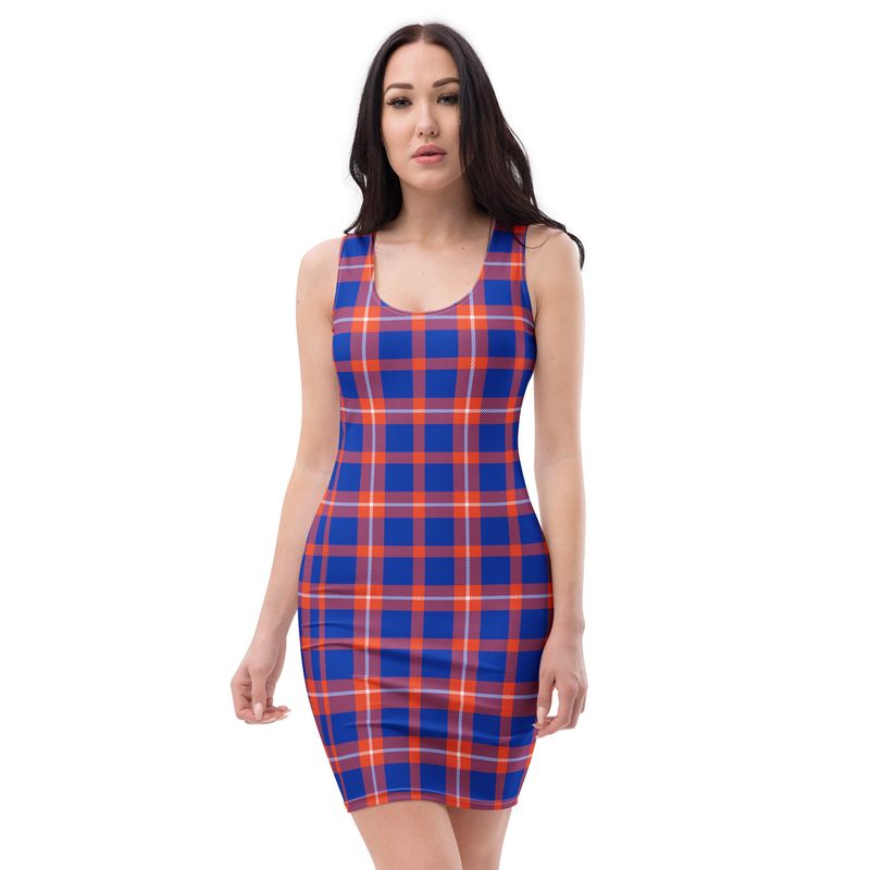 Orange and Blue Plaid Dark Dress