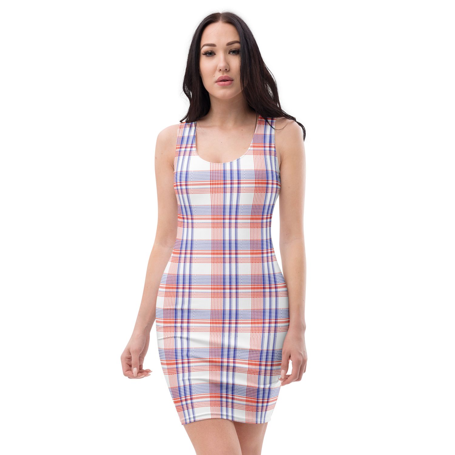 Orange and Blue Plaid Light Dress