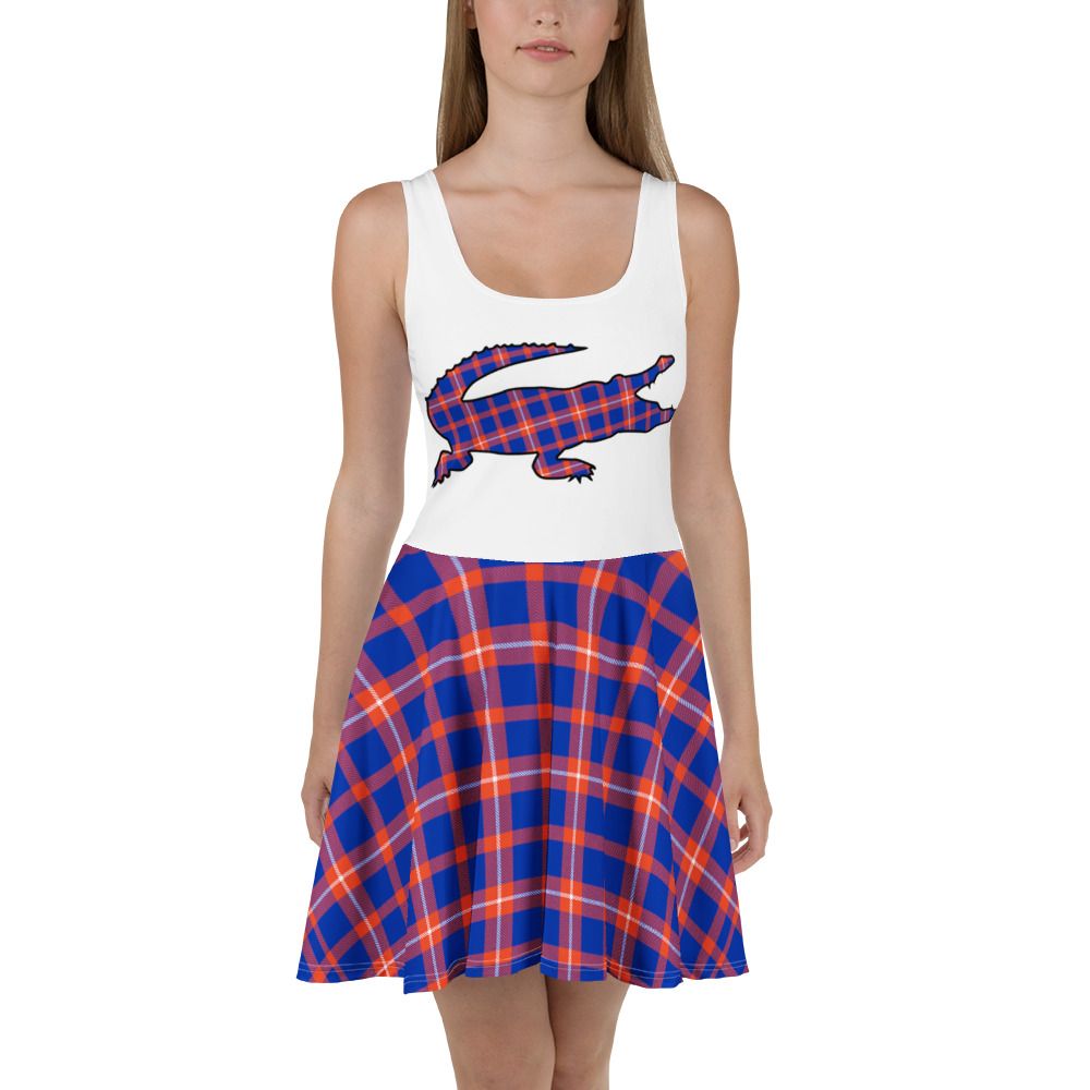 Orange and Blue Plaid Skater Dress