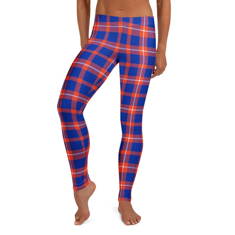 Orange and Blue Plaid Dark Leggings